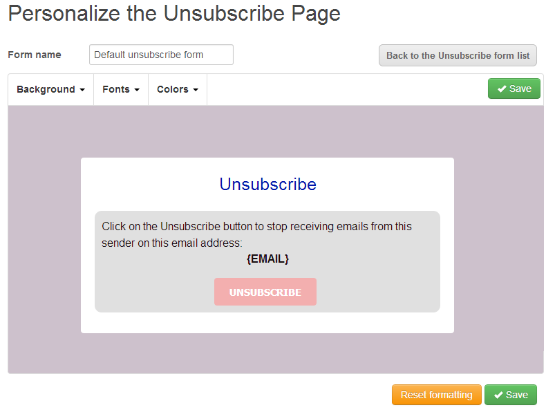 Customize unsubscribe page - Sendinblue.